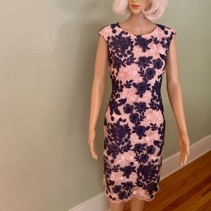 Donna Ricco, small, designer, navy/pink, dress